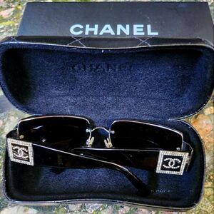 Authentic Chanel Sunglasses with Swarovski Crystal CC Logo Accent